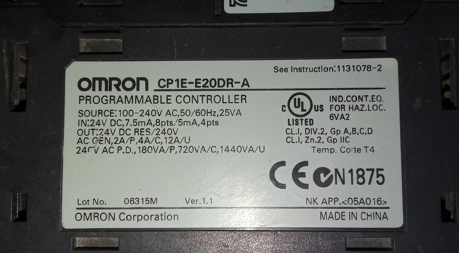 Omron Contomron Roller Cp1e-e20dr-a