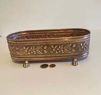 Brass Square Lion Faced Handle With Footed Planter