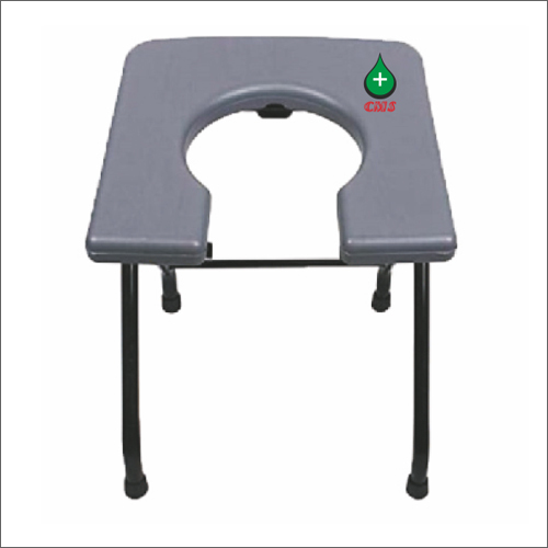 Commode Stool - Plastic and Steel, 16.5" x 16.5" x 18", Gray Color, 250 lbs Load Capacity, No Assembly Required, 1 Year Warranty