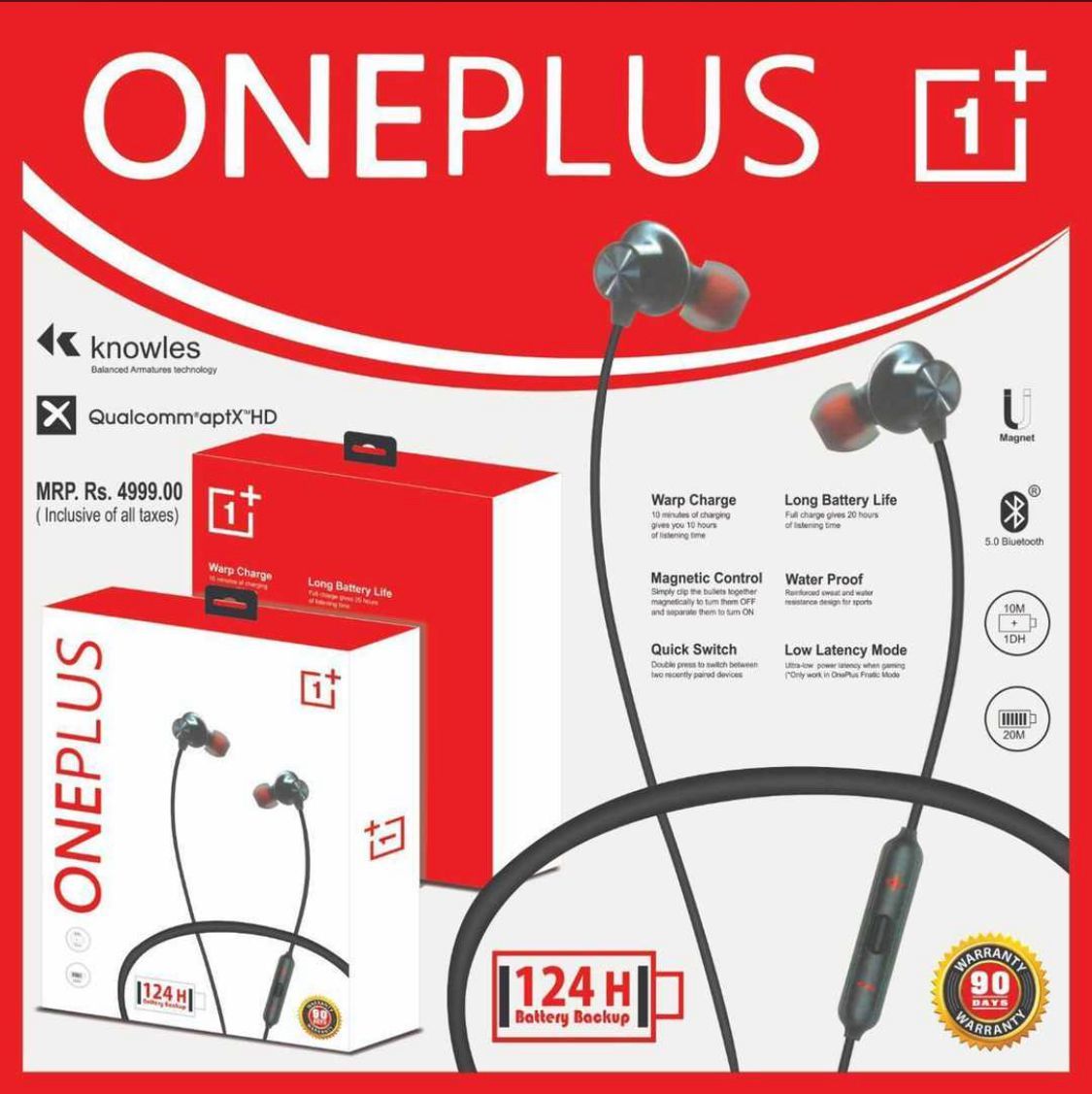 Wireless Neckband - Abs Plastic, 50x30x10mm | 10 Hour Battery Life, Ipx4 Water Resistance, Bluetooth 5.0, Lightweight, Durable Design, Easy Pairing