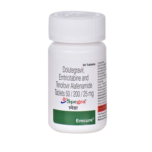 स्पेग्रा 50 (डोलुटेग्रावीर 50 मिलीग्राम+एमट्रिसिटाबाइन 200 मिलीग्राम+टेनोफोवीर अलाफेनामाइड 25 मिलीग्राम)