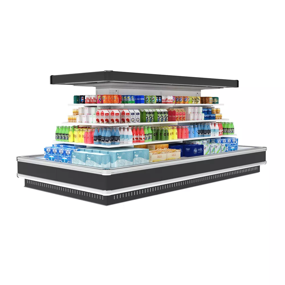 New Product Supermarket Vertical Rectangular Around Remote Multi Deck Open Chiller Showcase Application: Restaurant
