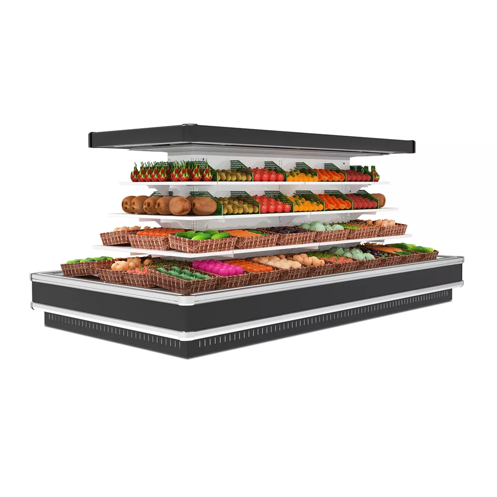 New Product Supermarket Vertical Rectangular Around Remote Multi Deck Open Chiller Showcase Application: Restaurant