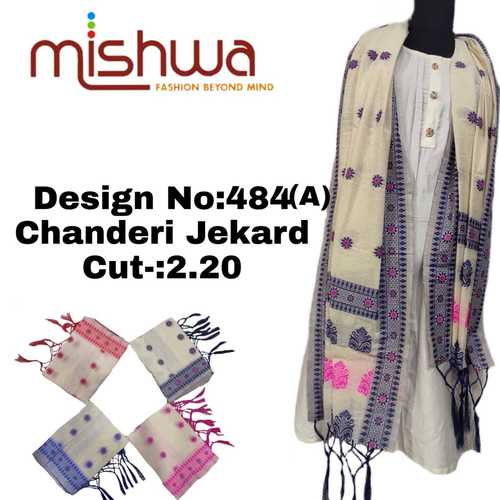 भारतीय चंदेरी जेकार्ड दुपट्टा