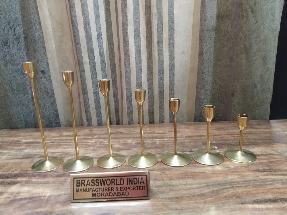Taper Brass Candle Holder Set Of Seven