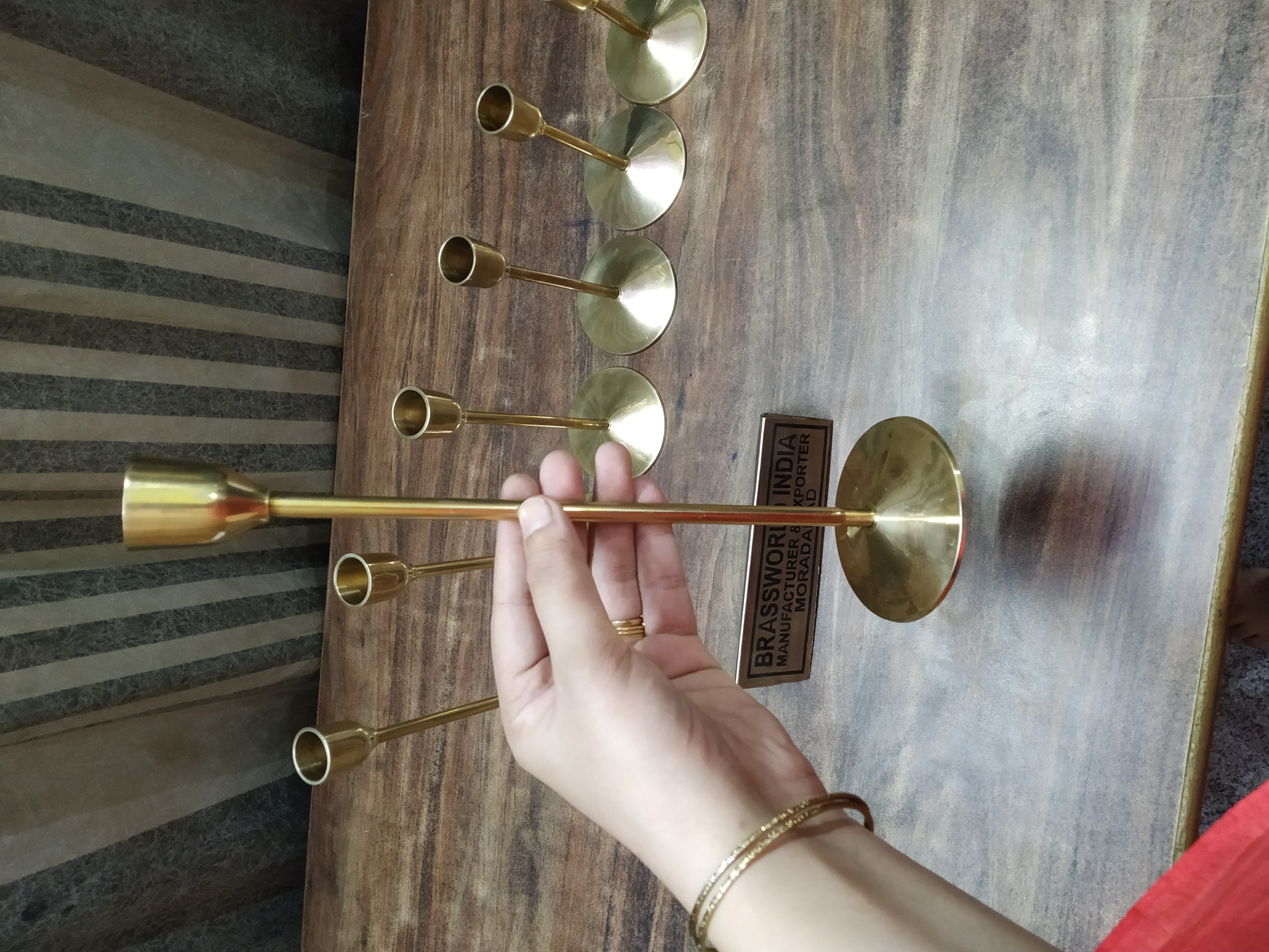Taper Brass Candle Holder Set Of Seven