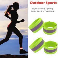 Reflective Arm Belt - Elastic Fabric | Easy To Wear Arm Bands, Highly Reflective Material, Velcro Fastening For Any Size Adjustment, Green & Orange