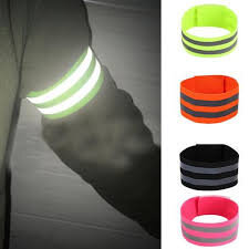 Reflective Arm Belt - Elastic Fabric | Easy To Wear Arm Bands, Highly Reflective Material, Velcro Fastening For Any Size Adjustment, Green & Orange