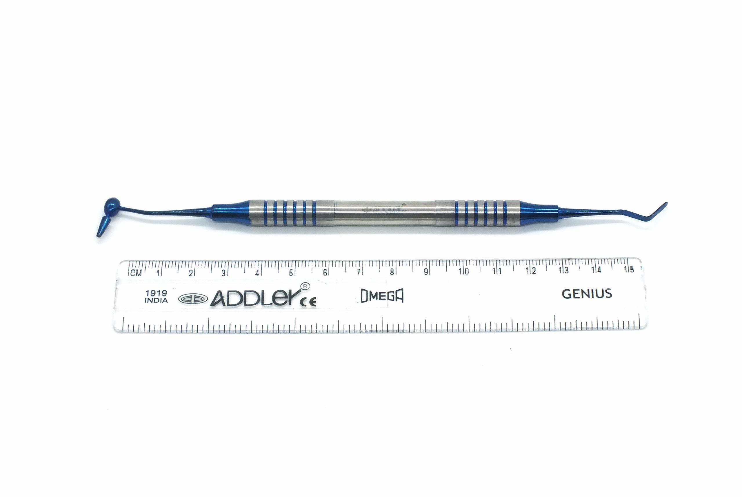 Addler Dental Premium Composite Non Stick Blue Titanium Coated Hollow Light Weight No Slip, No Rust, 9 Mm, Dia Handle Kit Of 6 Filling Instrument For Glass Ionomer Application. - Dimension (L*w*h): 18*1*1 Centimeter (Cm)