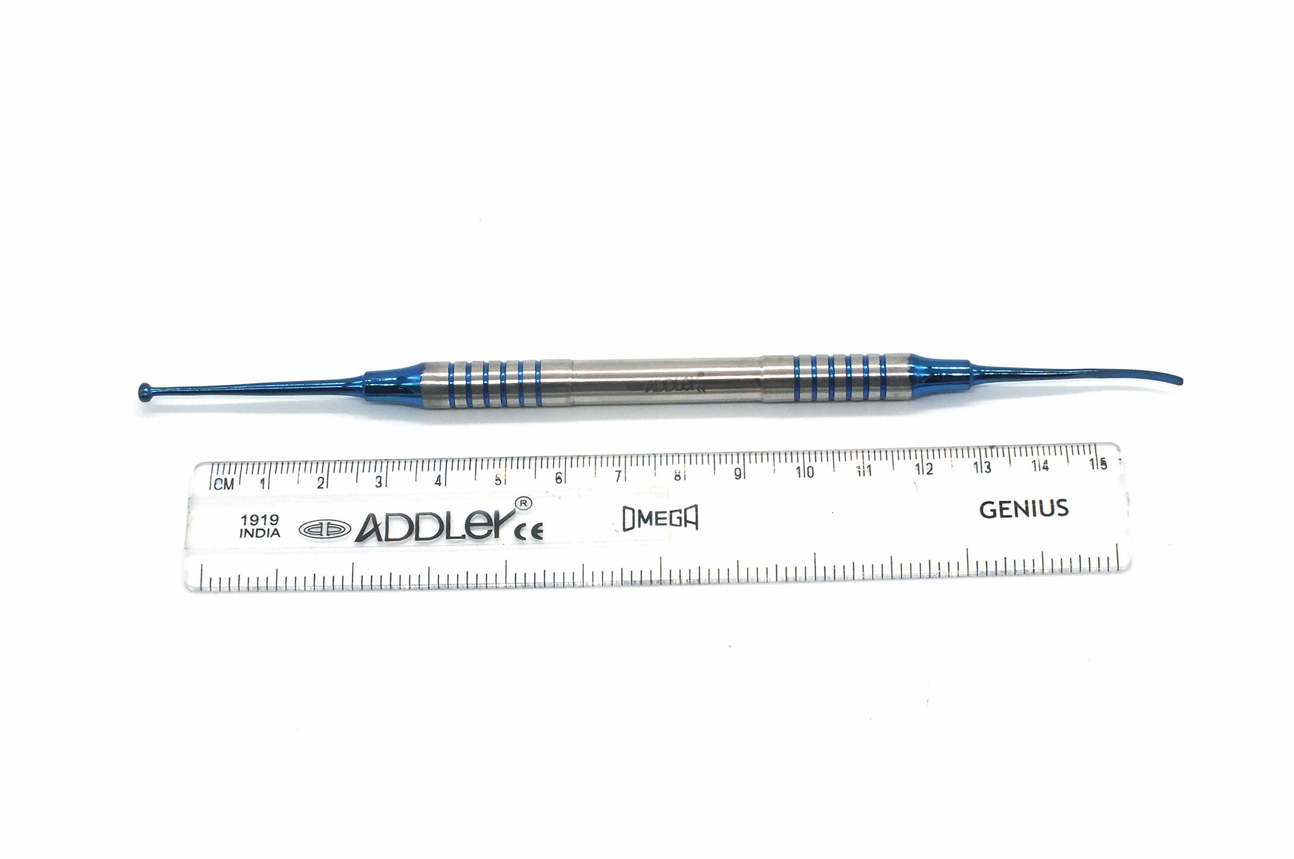 Addler Dental Premium Composite Non Stick Blue Titanium Coated Hollow Light Weight No Slip, No Rust, 9 Mm, Dia Handle Kit Of 6 Filling Instrument For Glass Ionomer Application. - Dimension (L*w*h): 18*1*1 Centimeter (Cm)