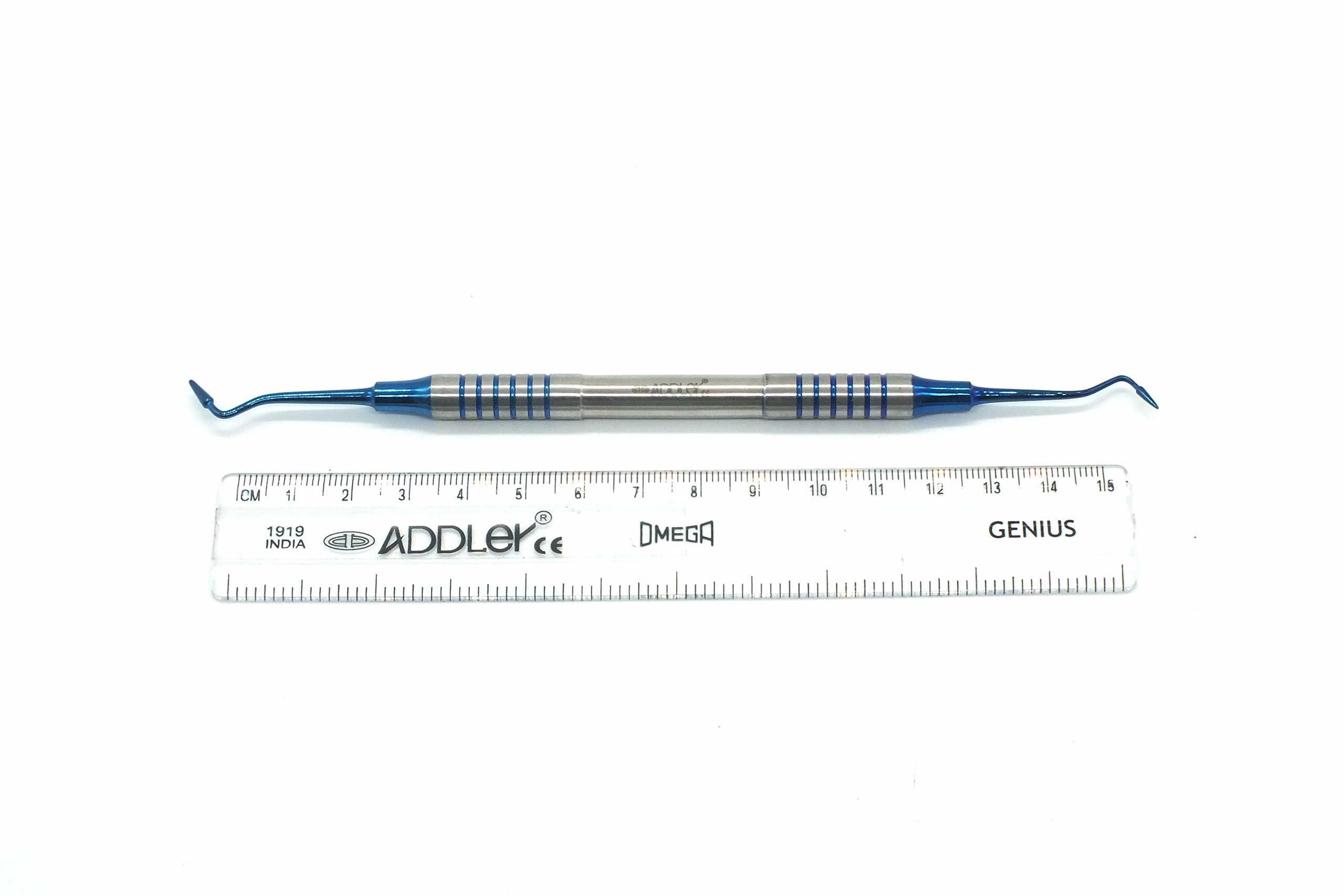 Addler Dental Premium Composite Non Stick Blue Titanium Coated Hollow Light Weight No Slip, No Rust, 9 Mm, Dia Handle Kit Of 6 Filling Instrument For Glass Ionomer Application. - Dimension (L*w*h): 18*1*1 Centimeter (Cm)