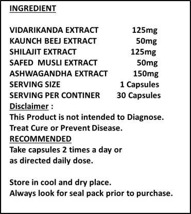 Energy Booster Capsules - Herbal Formula For All Ages, Twice Daily Dosage | Enhances Energy, Improves Bone Density, Supports Sexual Function