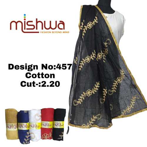 Cotton Embroidered Dupatta - 2.20 Meter Length, 5 Color Options | Casual Ethnic Wear, Washable, All Season