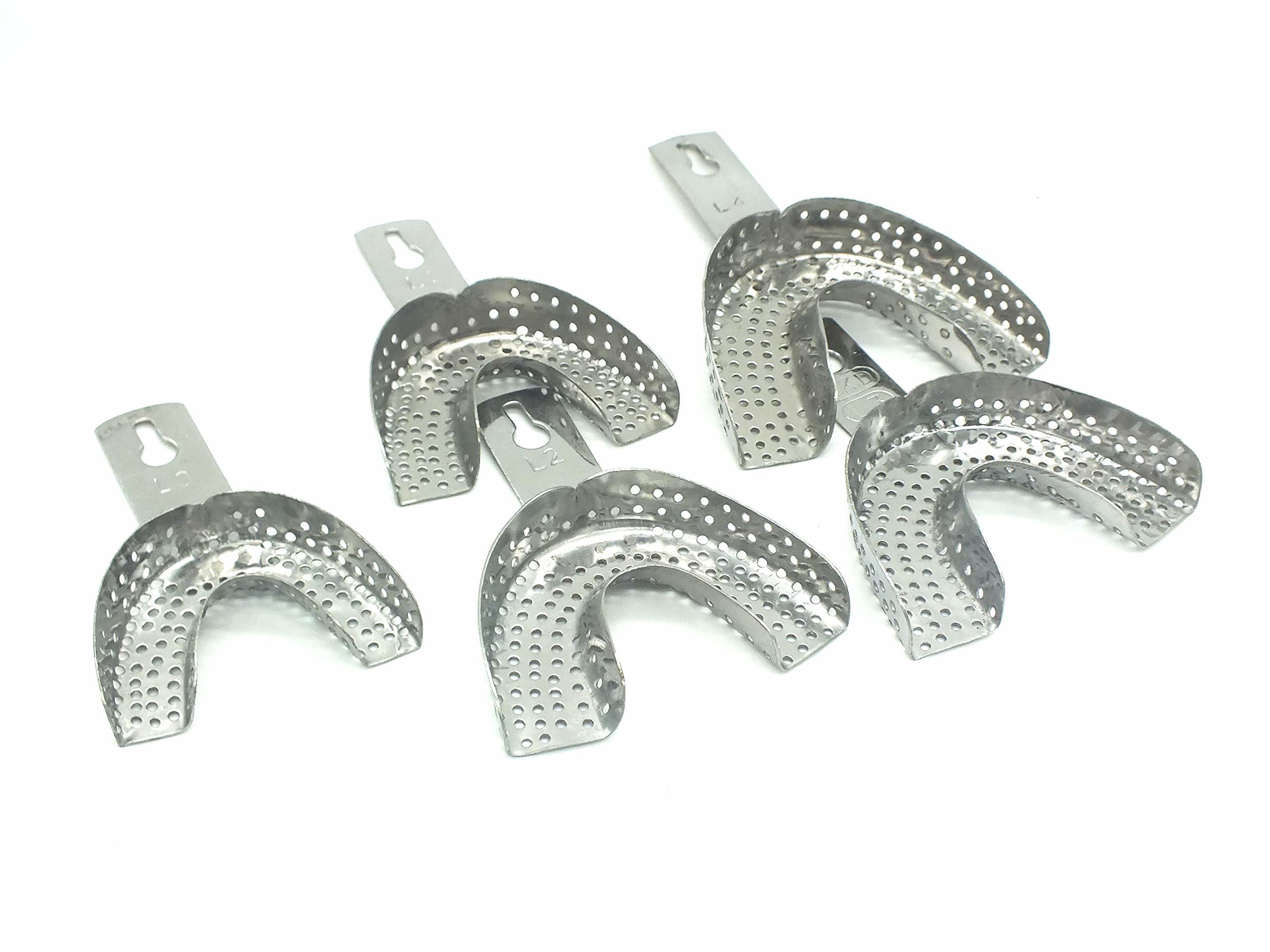 Dental Metal Impression Tray Indian Pack Of 10 Pcs. (L0,l1,l2,l3,l4 Size And U0,u1,u2,u3,u4 Size) For Doctors / Students