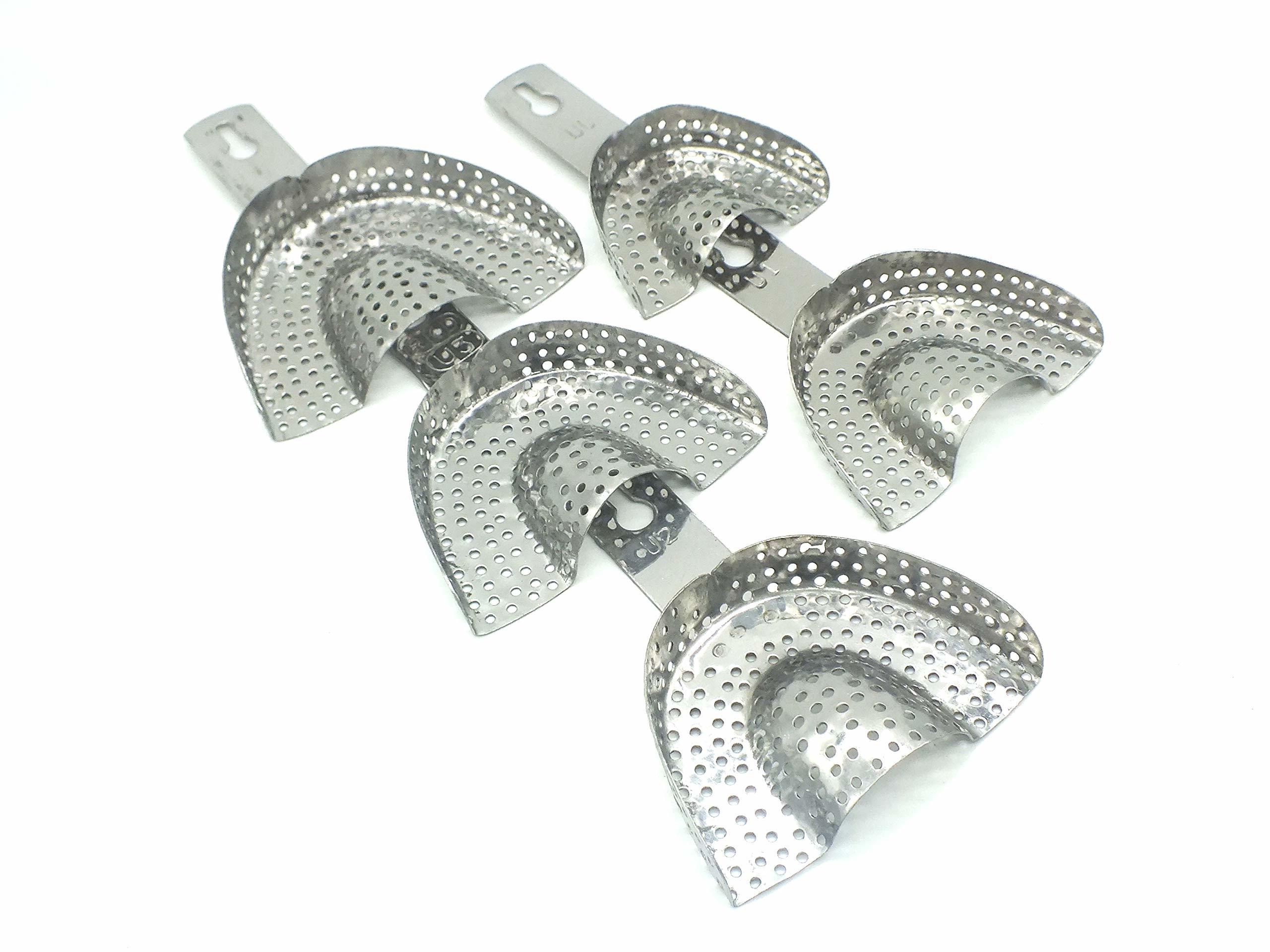 Dental Metal Impression Tray Indian Pack Of 10 Pcs. (L0,l1,l2,l3,l4 Size And U0,u1,u2,u3,u4 Size) For Doctors / Students