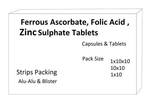 Ferrous Ascorbate, Zinc (As Zinc Sulphate), Folic Acid. Health Supplements