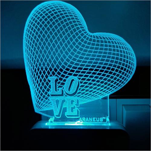 Love Night Lamp - Acrylic, Various Sizes Available, Blue Heart Shape | Electric Powered, Soft Ambient Glow