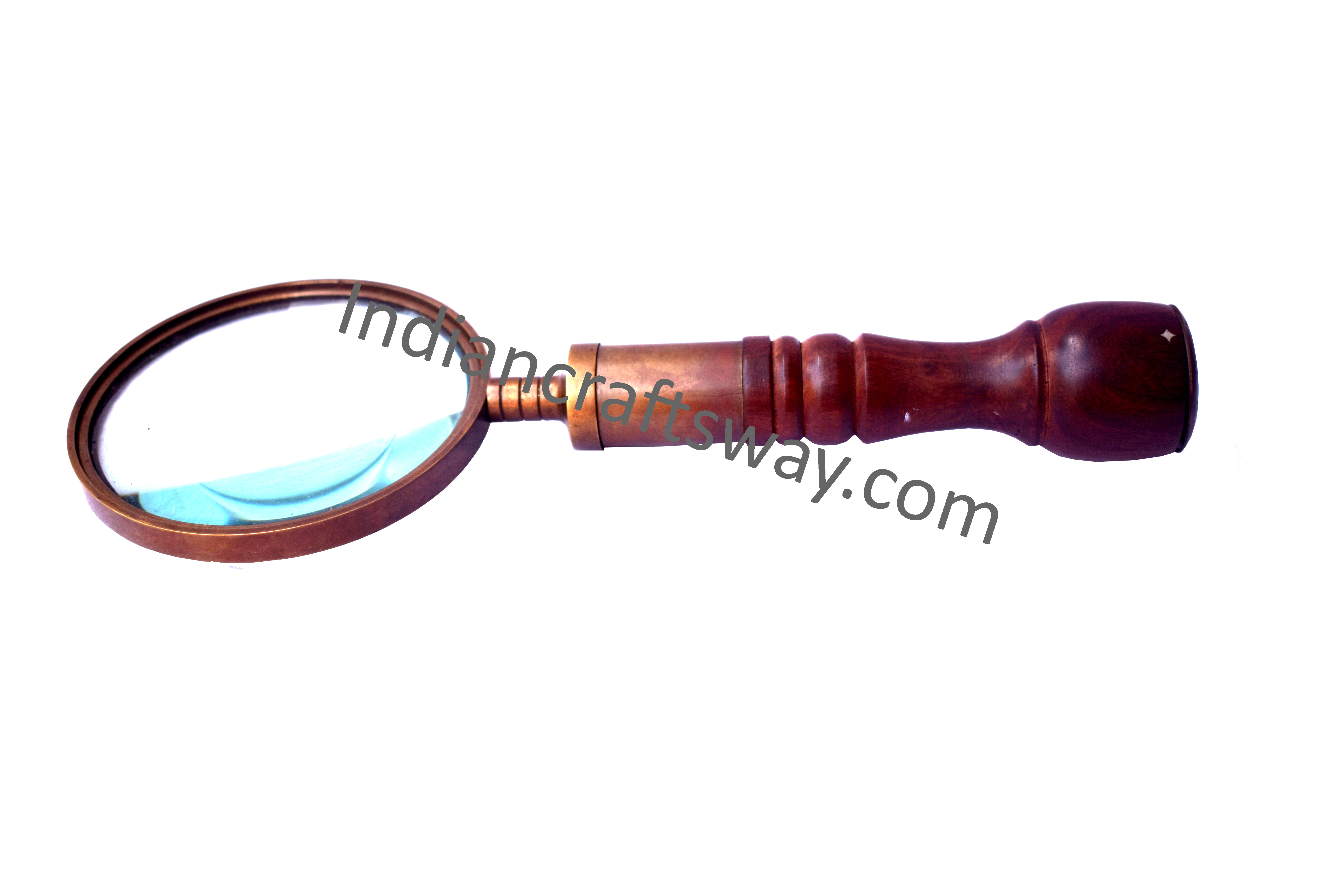 Antique Brass Magnifying With Handle Compass Ba Finish - Color: Brown