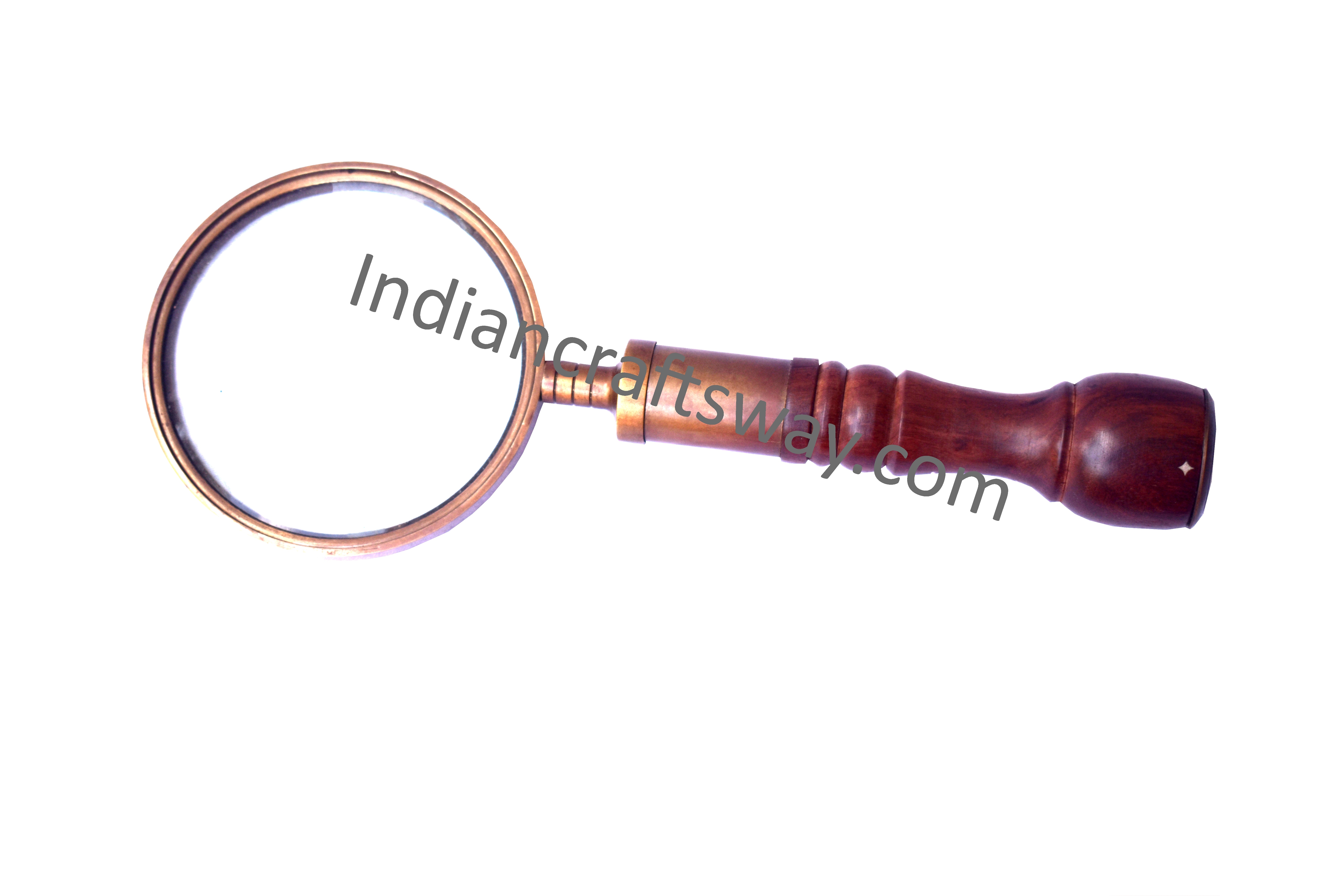 Antique Brass Magnifying With Handle Compass Ba Finish - Color: Brown