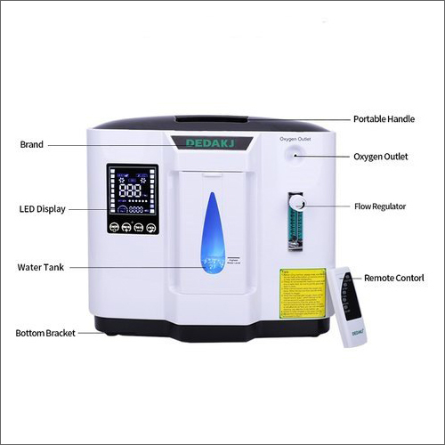 Dedakj Oxygen Concentrator - ABS Plastic, 12.6 x 10.6 x 6.7 Inches, 11.5 lbs Weight | 1-7 LPM Flow Rate, 93% Oxygen Purity, 45dB Noise Level, 150W Power Consumption