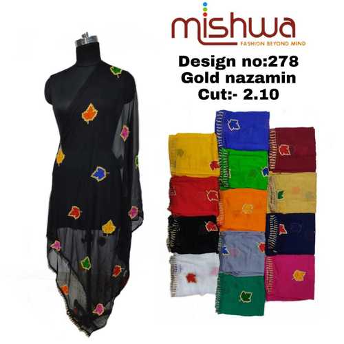10 कलर लेडीज़ फैंसी गोल्ड नाज़मिन दुपट्टा