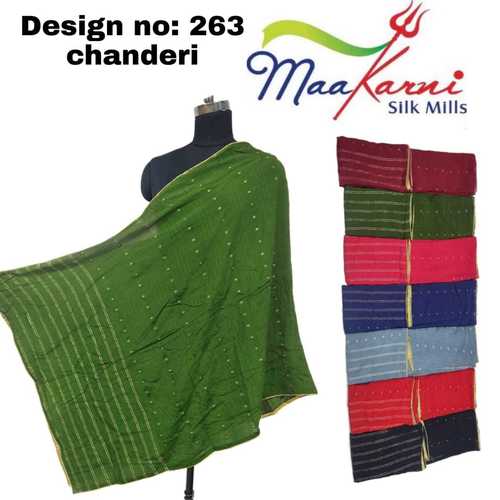 Chanderi Dupatta - Chinnon Foil Dupatta, 2.25 Mtr Length, 10 Colors Available, Features Mindi Lace on 4 Sides, Washable, Ideal for Casual Wear