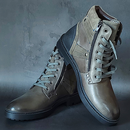 Grey Lace Up Men's Boot