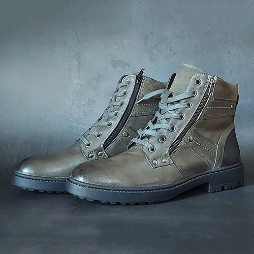 Grey Lace Up Men's Boot