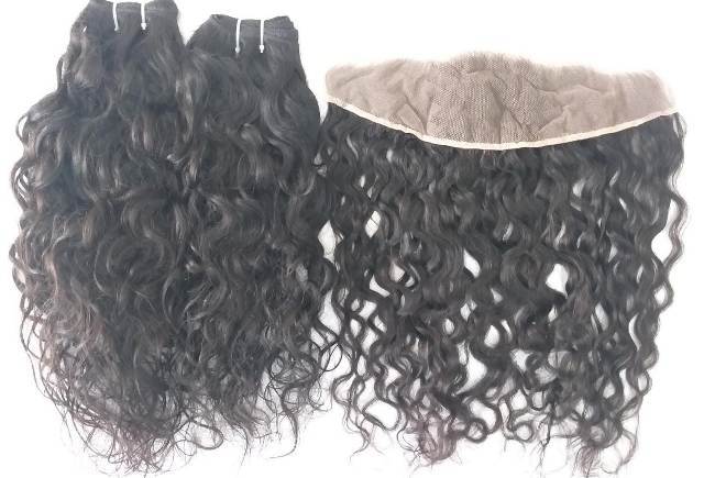 Natural Wave Lace Frontal Human Hair Extensions - Human Hair Type: Indian