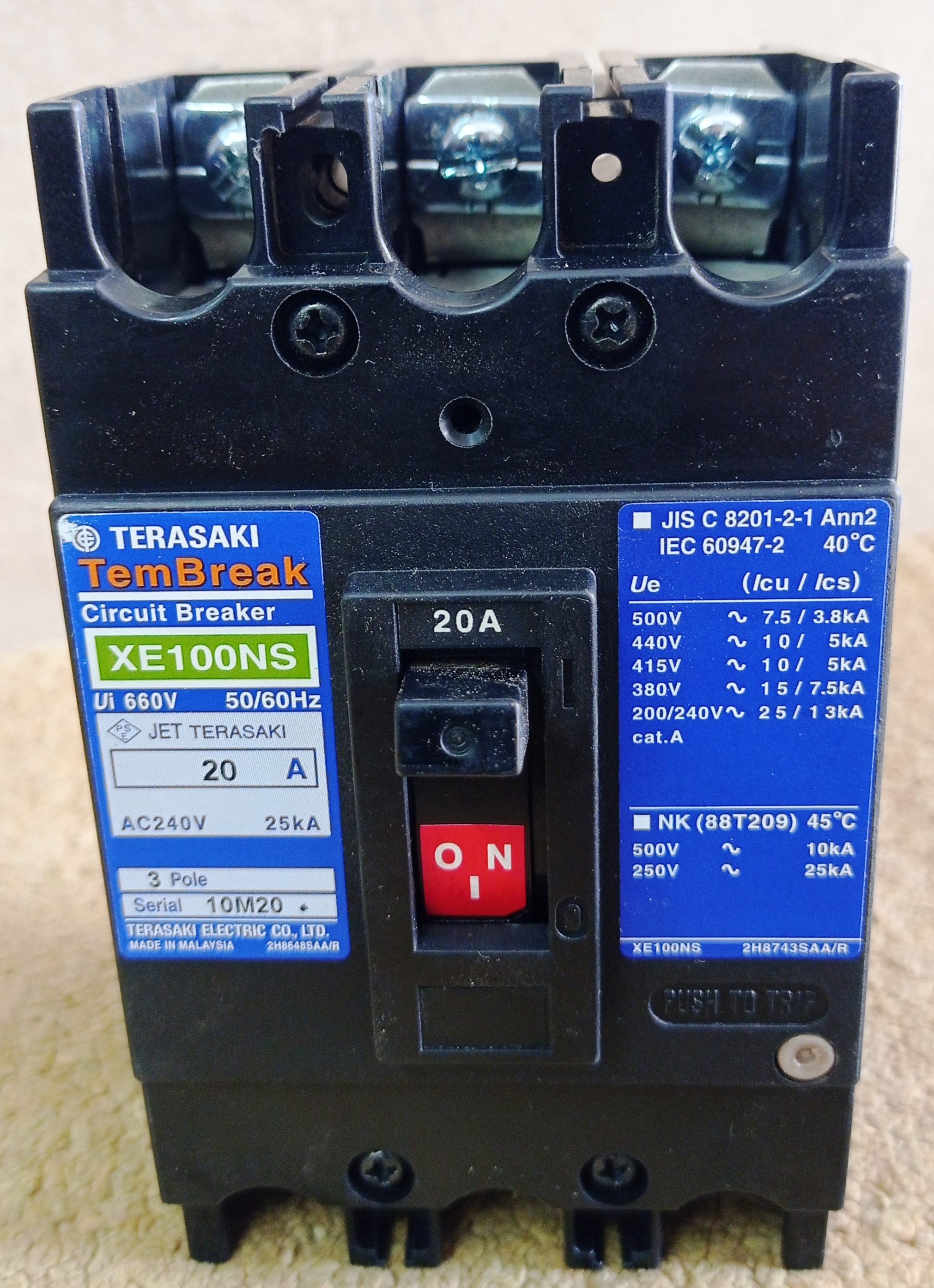 Terasaki (Xe100ns) 20amp Mccb
