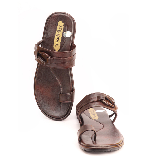 भूरे रंग के पुरुषों के लिए नए स्टाइलिश कोल्हापुरी स्लिपर्स