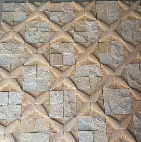 Yellow Stone Wall Cladding - Sandstone, 15 Mm Thick, Modern Rectangular Design, Matt Surface Finish, Water-resistant, Plain Pattern