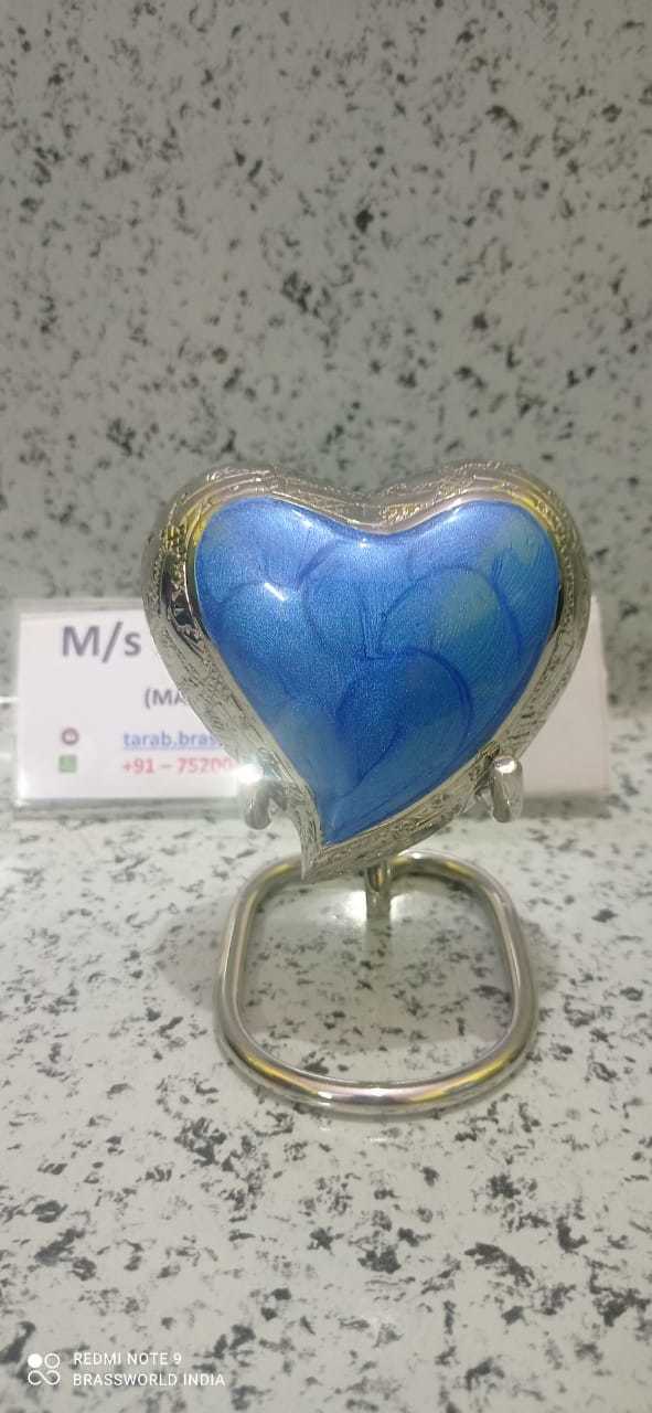 Brass Blue Heart Keepsake Cremation Urn Funeral Supplies