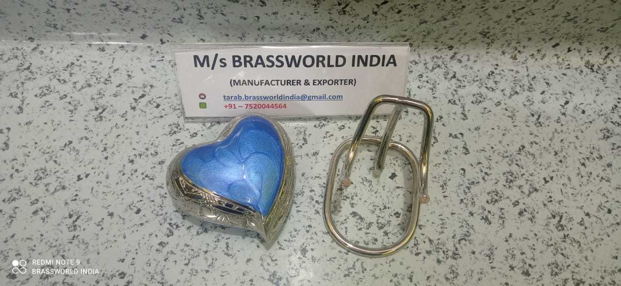 Brass Blue Heart Keepsake Cremation Urn Funeral Supplies