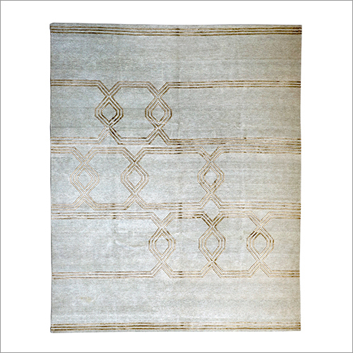 Hand Knotted Geometrical Wool And Bamboo Silk Carpet Dimension(l*w*h): 8*10 Millimeter (Mm)