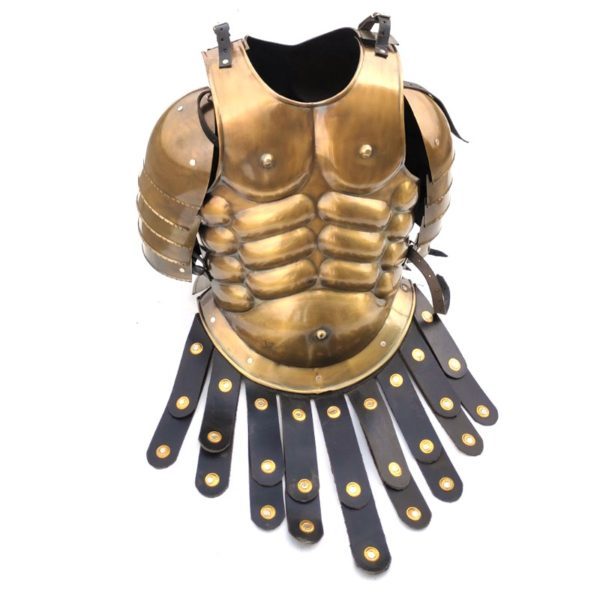 Spartan Muscle Jacket - Mild Steel, Fits Up To 48 Chest Size | Handmade, Lightweight Design With Leather Straps, Ideal For Reenactment And Larp