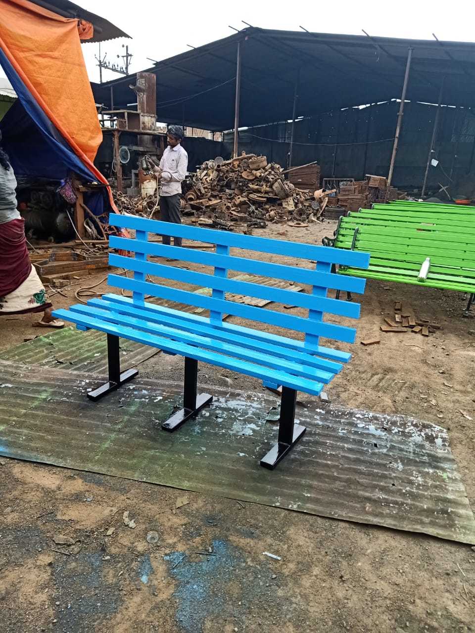 Steel Garden Bench - Durable Ms Pipe, 5ft X 3ft X 3.5ft , Eco-friendly, Custom Color Choice, Seating For 3 Persons, Easy To Clean