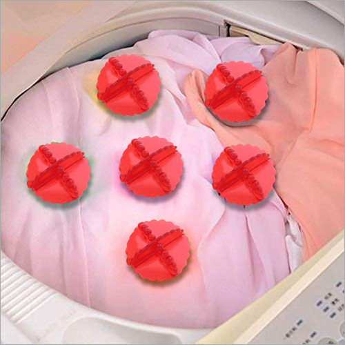 Washing Machine Laundry Ball Pack - Silicone Material, 0.100 Kg Weight, Red Color | Prevents Tangle & Twisting, Improves Cleaning Efficiency, Fluffy Clothes