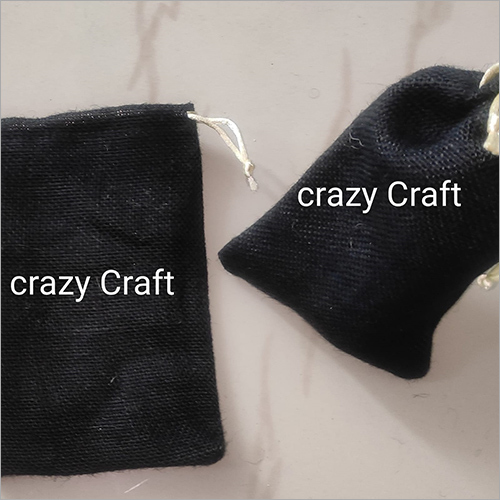 Plain Black Jute Pouch