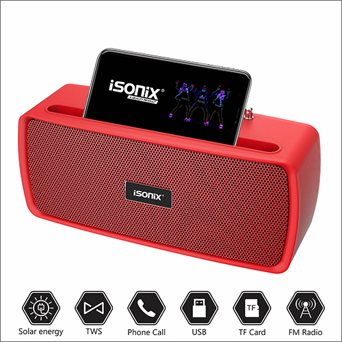 Solar Charging Wireless Red Speaker Usage: Computer