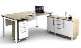 Office Computer Table - Wood & Metal, 60" x 30" x 30", White, 4 Drawers, Durable & Corrosion Resistant