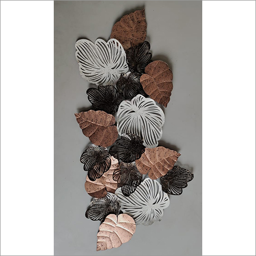 White, Black  And Rust Designer Leaf Pattern Wall Art