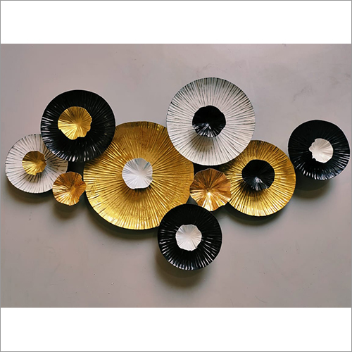 White, Black And Gold Metallic Circular Wall Art