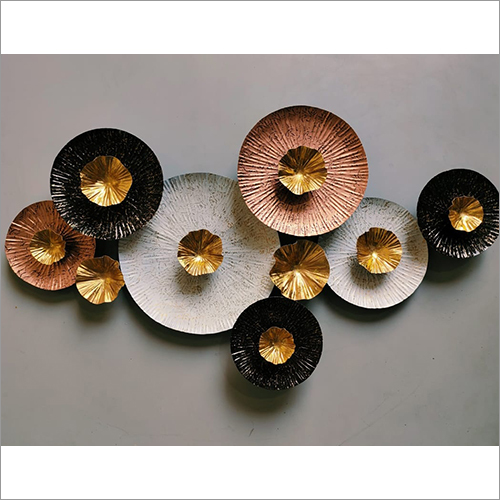 White, Black And Rust Metallic Circular Wall Art