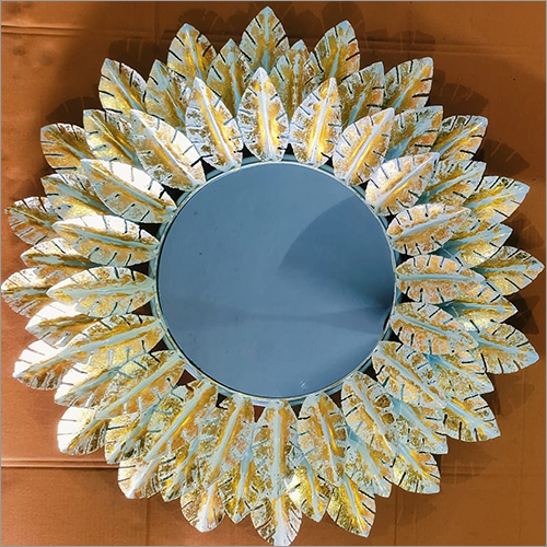 White And Gold Leaf Pattern Wall Mirror