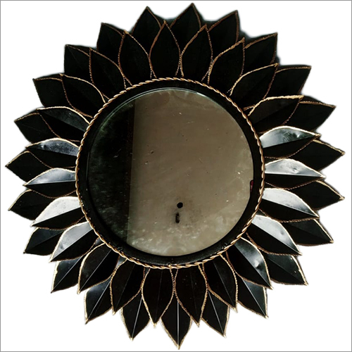 Mirror With Black Leaf Pattern