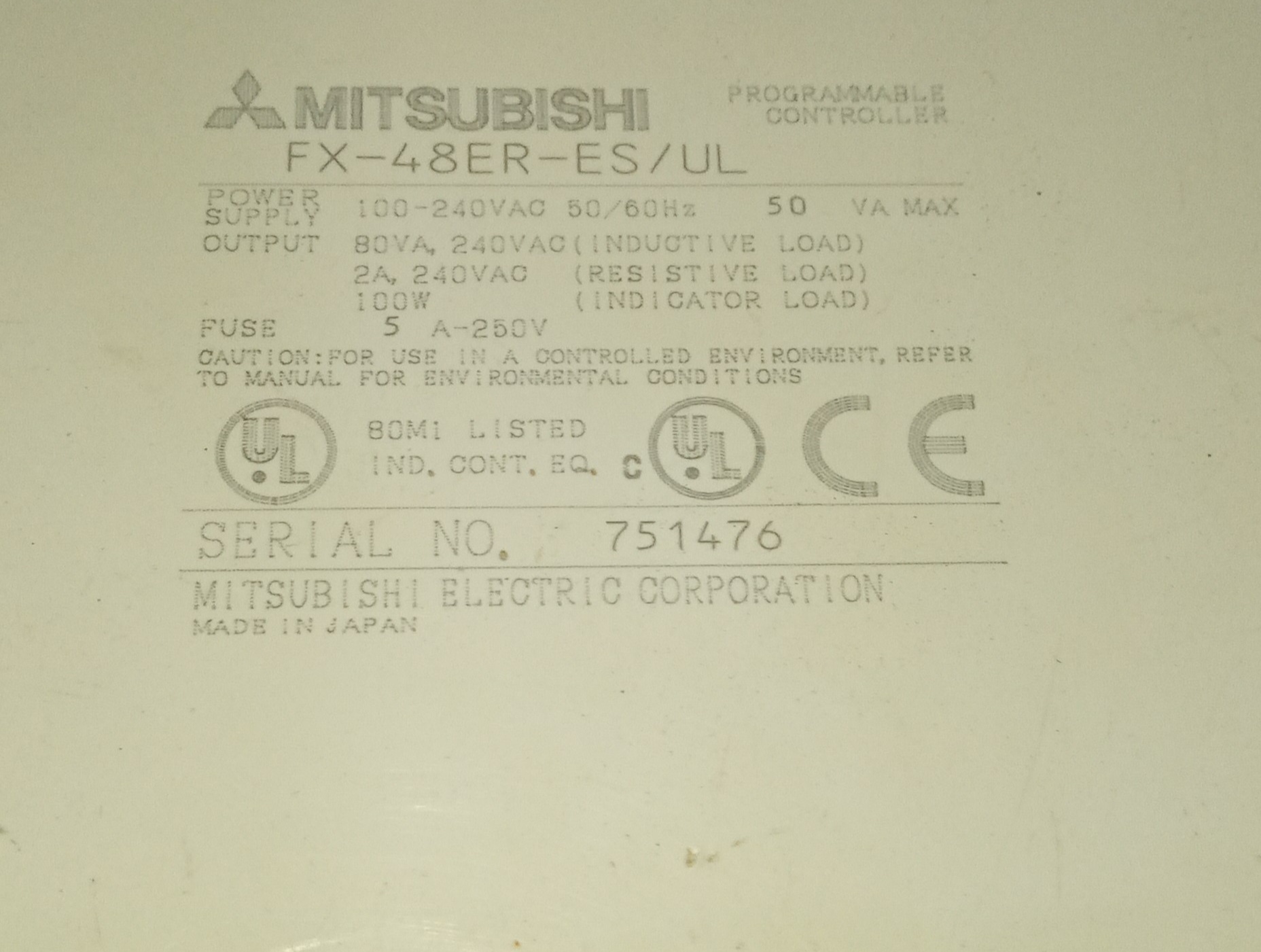 Mitsubishi I/o Module Fx-48er-es/ul