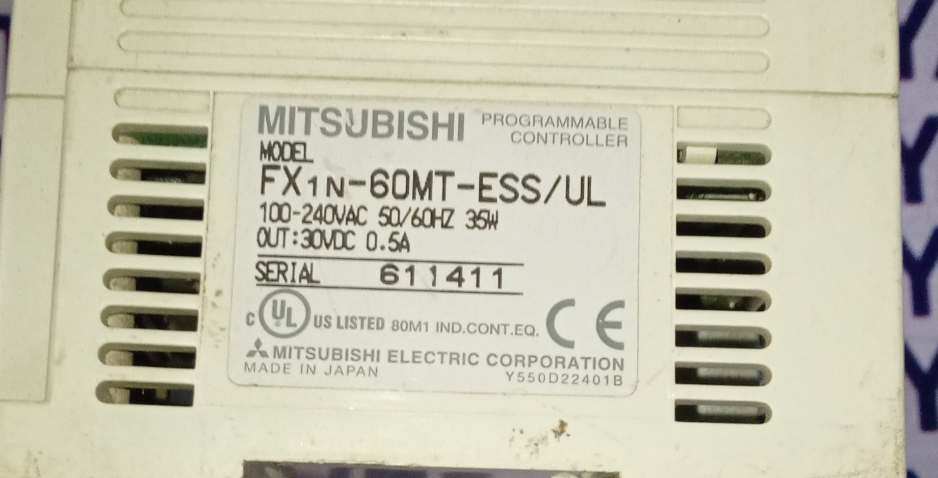 Mitsubishi Programmable Controller Fx1n-60mt-ess/ul
