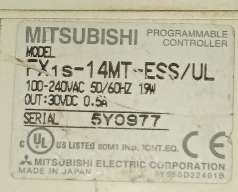 Mitsubishi Programmable Controller Fx1s-14mt-ess/ul