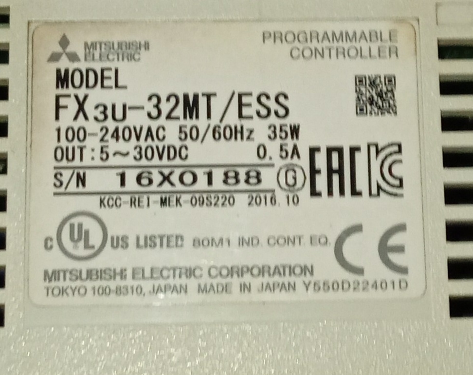 Mitsubishi Programmable Controller Fx3u-32mt/ess